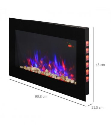 HOMCOM 1000W/2000W LED Electric Fireplace Automatic Function Remote Timer Safe
