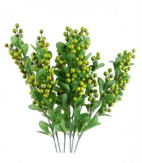 Pack of 6 x 70cm Artificial Green Berry Spray