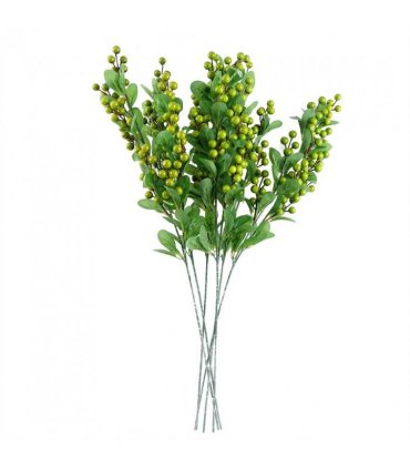 Pack of 6 x 70cm Artificial Green Berry Spray