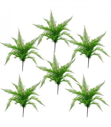 6 x 60cm Artificial Bushy Dixie Wood Fern Dark Green Plant