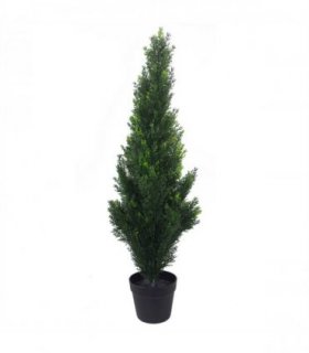 Metal Green 90cm 90cm Artificial Cedar Cypress Topiary UV Resistant