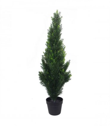 Metal Green 90cm 90cm Artificial Cedar Cypress Topiary UV Resistant