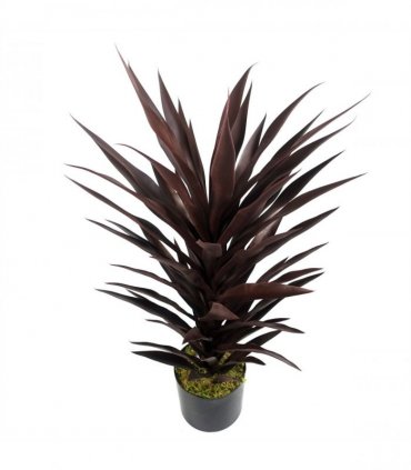 Artificial Dark Red Yucca Plant 85cm Plastic Leaves Potted Weighted Pot
