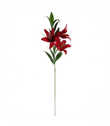 Pack of 6 x 100cm Large Red Lily Stem - 18 Flowers