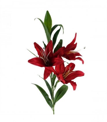 Pack of 6 x 100cm Large Red Lily Stem - 18 Flowers