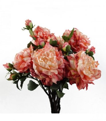 6 x 60cm Peony Artificial Flower Pink - 6 flowers 18 buds