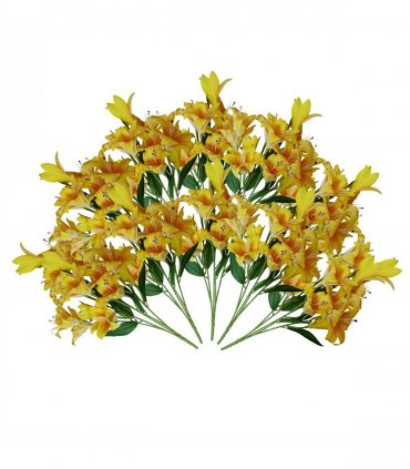 12 x 60cm Artificial Lily Stem - Yellow - 144 Flowers