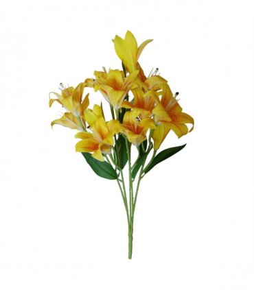 12 x 60cm Artificial Lily Stem - Yellow - 144 Flowers