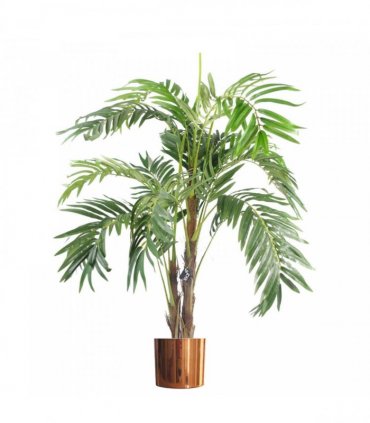 Artificial palm tree 120cm Green Copper Metal Planter Premium Home Decor