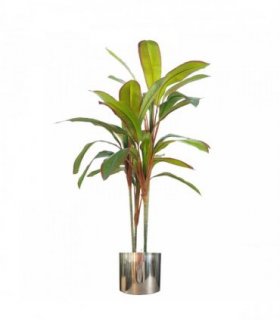 Artificial Realistic Dracaena Tropical Plant 100cm Green Silver Metal Planter