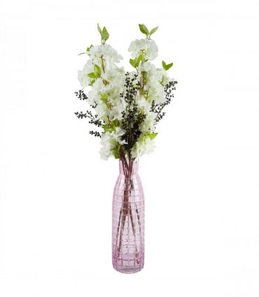 49cm Tall Pink Square Glass Vase