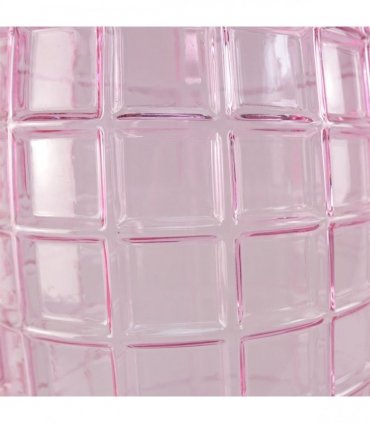 49cm Tall Pink Square Glass Vase