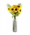 Artificial Sunflower Arrangement Yellow Glass Vase 100cm Home Decor Leaf
