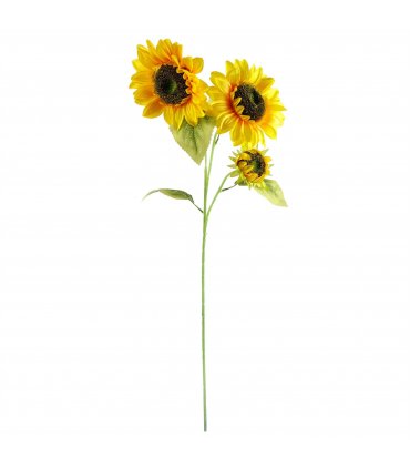 Artificial Sunflower Arrangement Yellow Glass Vase 100cm Home Decor Leaf
