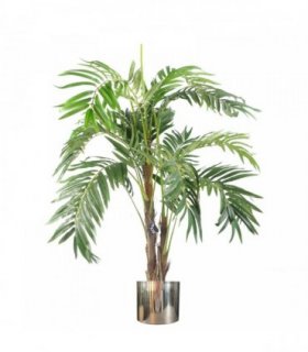 Artificial palm tree 120cm with pot Silver Metal Planter Green Silver