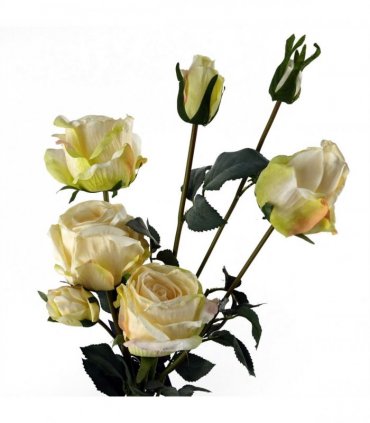 6 x 60cm Cream Rose Artificial Flower Sprays - 24 Flowers 18 Buds