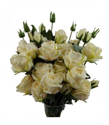 6 x 60cm Cream Rose Artificial Flower Sprays - 24 Flowers 18 Buds