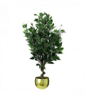 110cm Leaf Realistic Artificial Ficus Tree / Plant  Gold Curve Planter