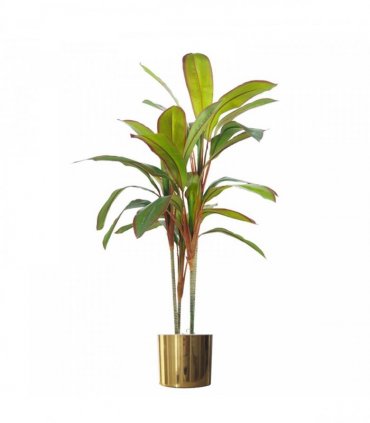 100cm Artificial Realistic Dracaena Tropical Plant with Gold Metal Planter