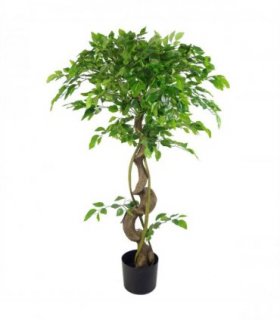 Artificial Japanese Ficus Tree 120cm Twisted Trunk Green Leaf Design 2kg Weight