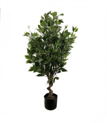 110cm Artificial Evergreen Ficus Tree Gold Curve Planter