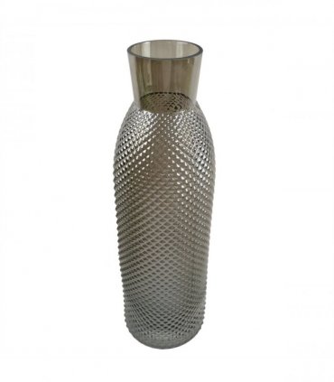 50cm Smoke Grey Diamond Tall Glass Vase