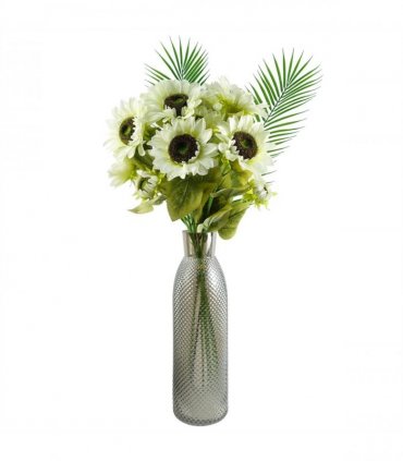 50cm Smoke Grey Diamond Tall Glass Vase