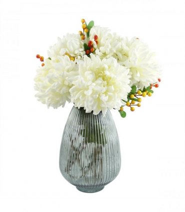30cm Smoke Grey Ridged Glass Vase