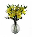 100cm Yellow Lily Black Eucalyptus Glass Ball Vase