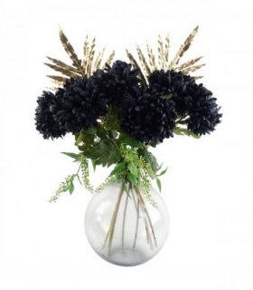 95cm Black Chrysanthemum Bundle Glass Ball Vase