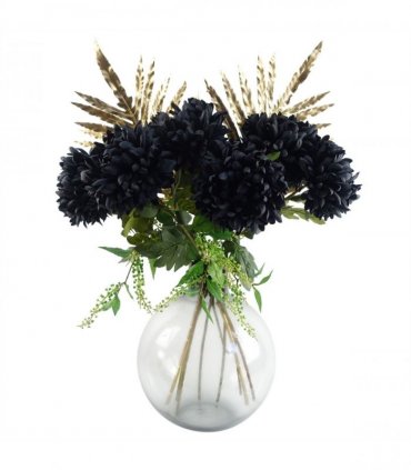 95cm Black Chrysanthemum Bundle Glass Ball Vase