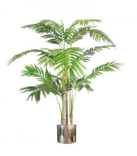 Artificial Areca Palm 120cm (4ft) Realistic Green Silver Metal Planter