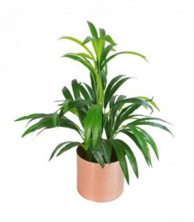 65cm Artificial Bamboo Leaf Shrub with Brushed Copper Planter