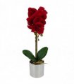 46cm Artificial Orchid Red with Silver Pot