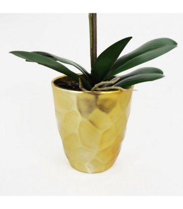 54cm Artificial Orchid Plant - Dark Pink Gold Pot