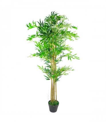 150cm (5ft) Realistic Artificial Bamboo Plants Trees - XL with Silver Metal Planter
