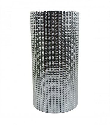 70cm Red Lily Display Silver Glass Vase