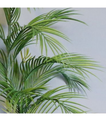 Artificial Palm Tree 90cm Green Grey Plastic Planter 14 Large Leaves 4 Small