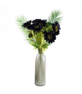 Purple Artificial Sunflower Arrangement Glass Vase - 100cm Height