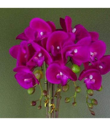 52cm Artificial Orchid Large - Dark Pink / Silver