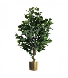 100cm Leaf Realistic Artificial Ficus Tree / Plant Bush Ficus Gold Planter