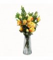 60cm Yellow Rose Artificial Flowers Glass Vase