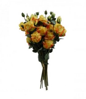 6 x 60cm Yellow Rose Artificial Flower Sprays - 24 Flowers 18 Buds