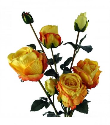 6 x 60cm Yellow Rose Artificial Flower Sprays - 24 Flowers 18 Buds