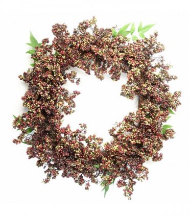 Artificial Hanging Black Berries Wreath 55cm Diameter Black Red Berries