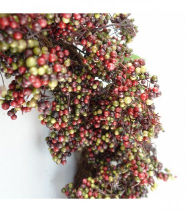 Artificial Hanging Black Berries Wreath 55cm Diameter Black Red Berries