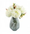 Glass Vase 50cm Grey with Artificial Chrysanthemums - Complete Pack Home Decor