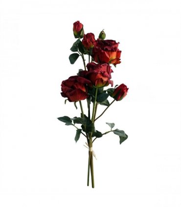 60cm Red Rose and Eucalyptus Glass Diamond Vase