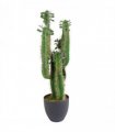 Artificial Cactus 75cm Green Plastic Pot Wired Stems Shape Leaf Design UK