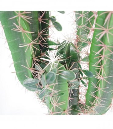 Artificial Cactus 75cm Green Plastic Pot Wired Stems Shape Leaf Design UK